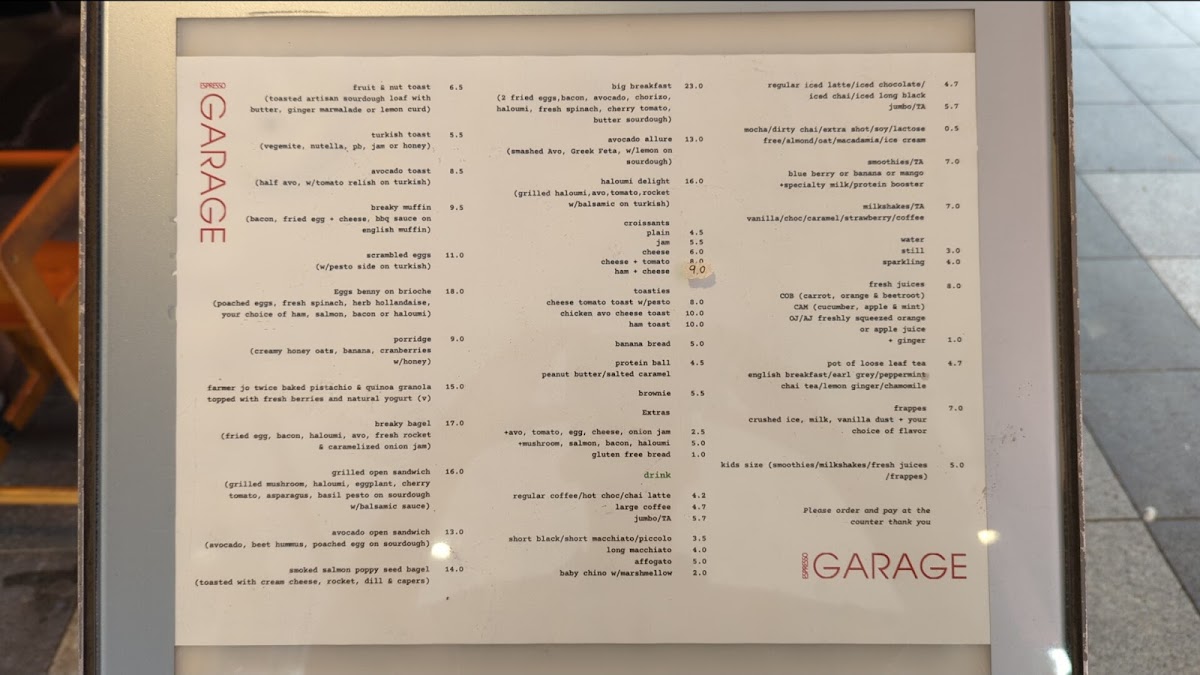 Espresso Garage Photo Menu 8