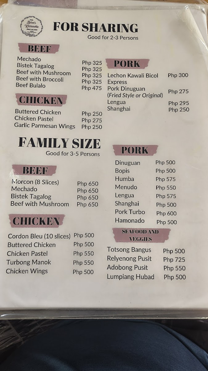 Belen's Kitchenette formerly Rosy's Pancit Malabon Photo Menu 5