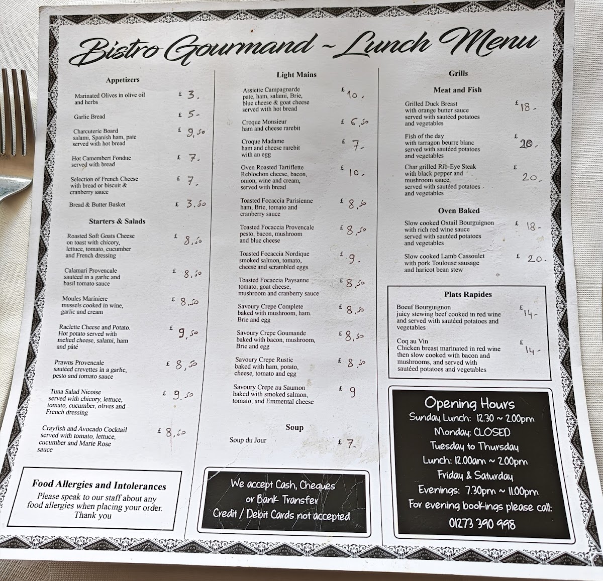 Bistro Gourmand Photo Menu 1