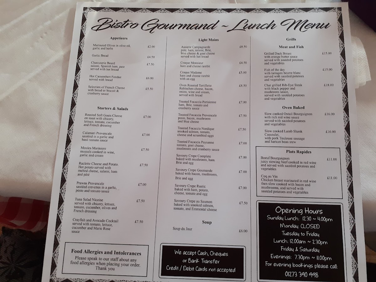 Bistro Gourmand Photo Menu 5