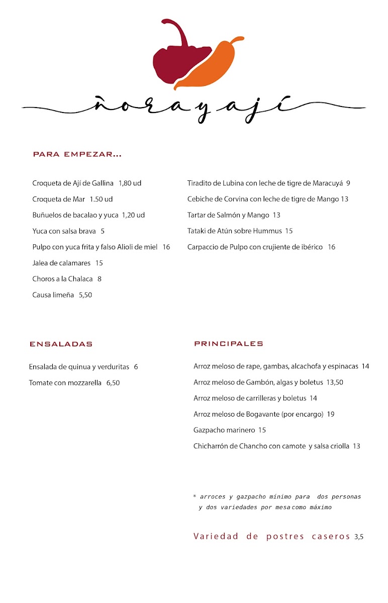 Restaurante Ñora y Ají Photo Menu 3