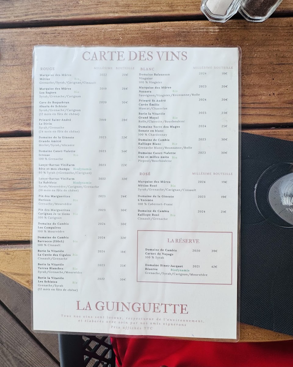 Guinguette Roquebrun Photo Menu 1