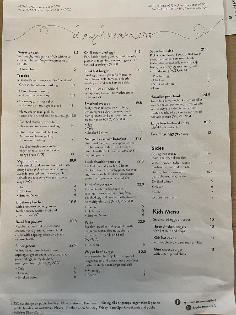 daydreamers Cafe Photo Menu 10