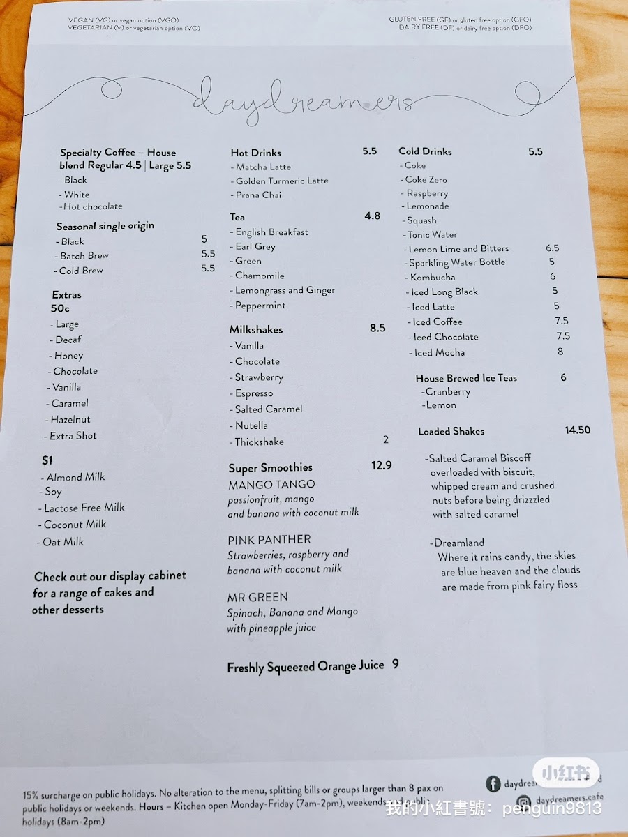 daydreamers Cafe Photo Menu 5