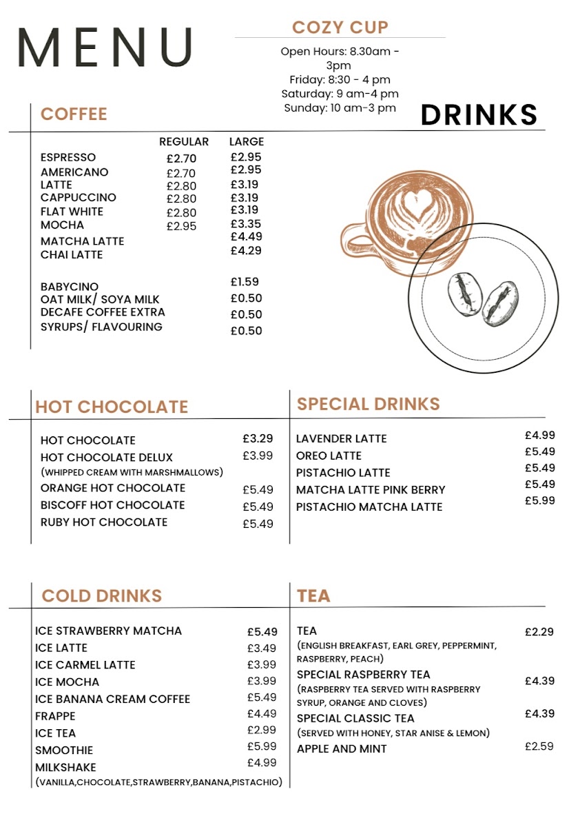 Cozy Cup Photo Menu 1