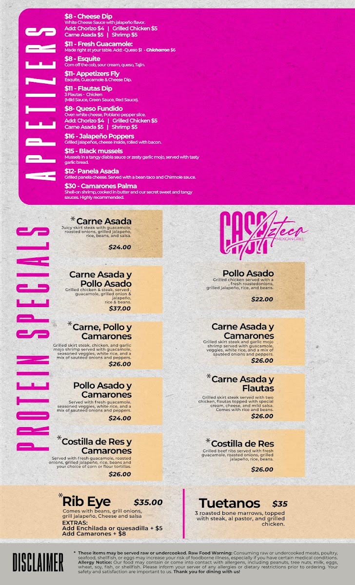 Casa Azteca Mexican Grill Photo Menu 2