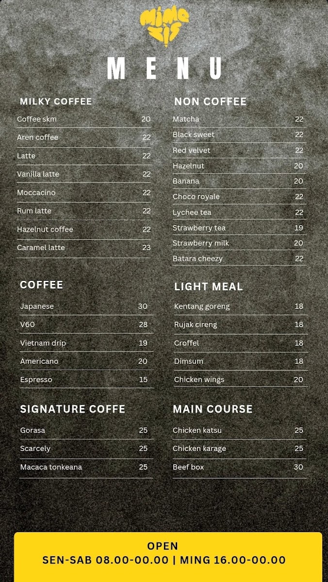 Mimesis Coffee & Eatery Photo Menu 1