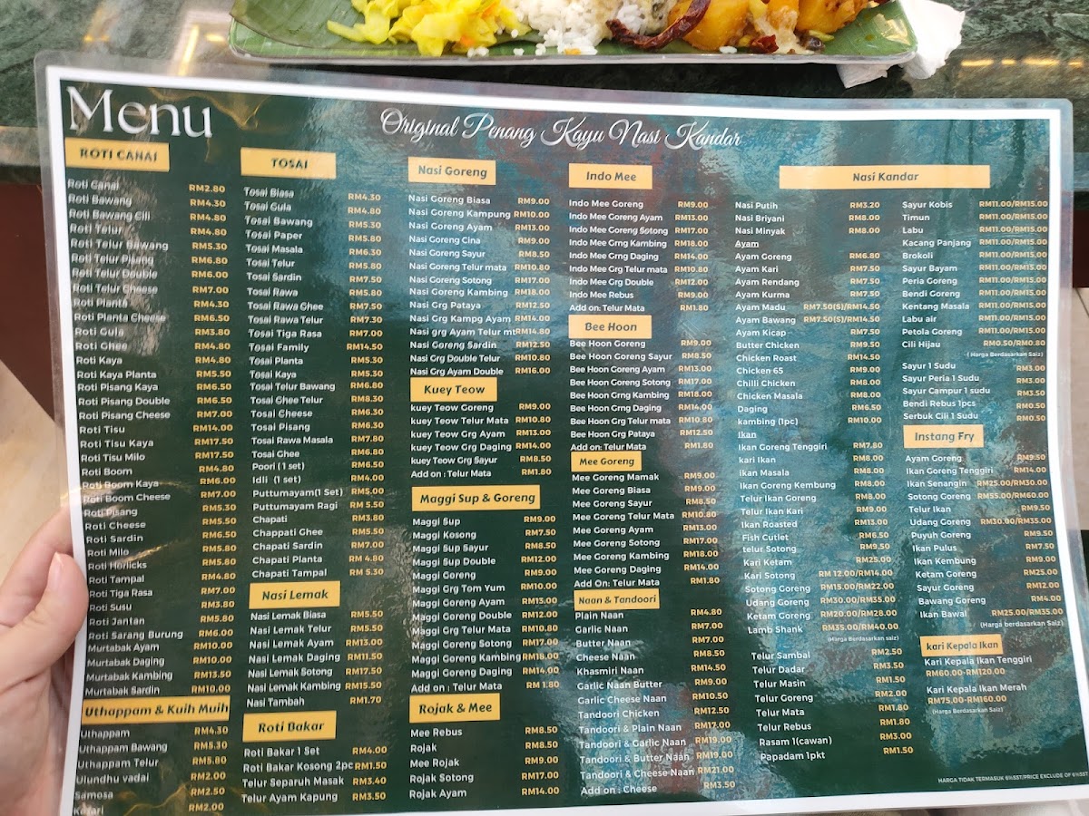 Original Penang Kayu Nasi Kandar KepongGi Square Photo Menu 1