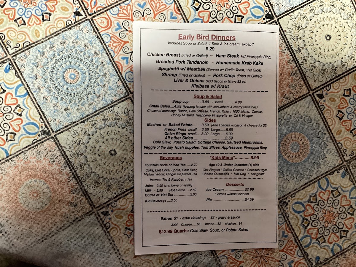 Frank's Restaurant Photo Menu 2