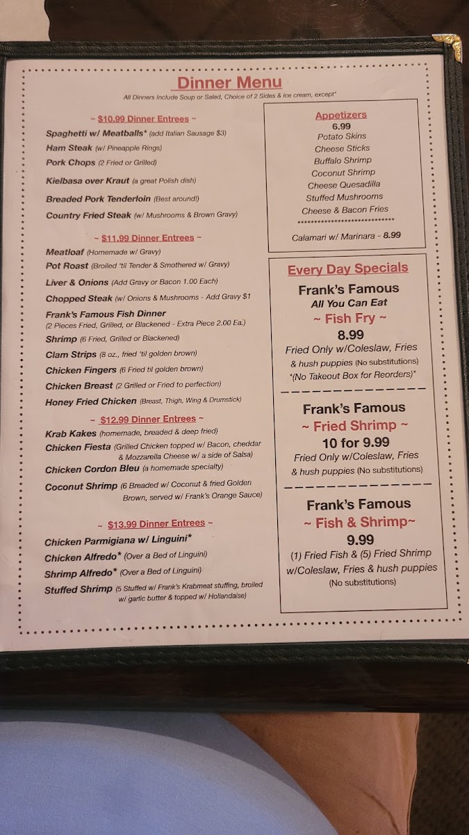 Frank's Restaurant Photo Menu 6