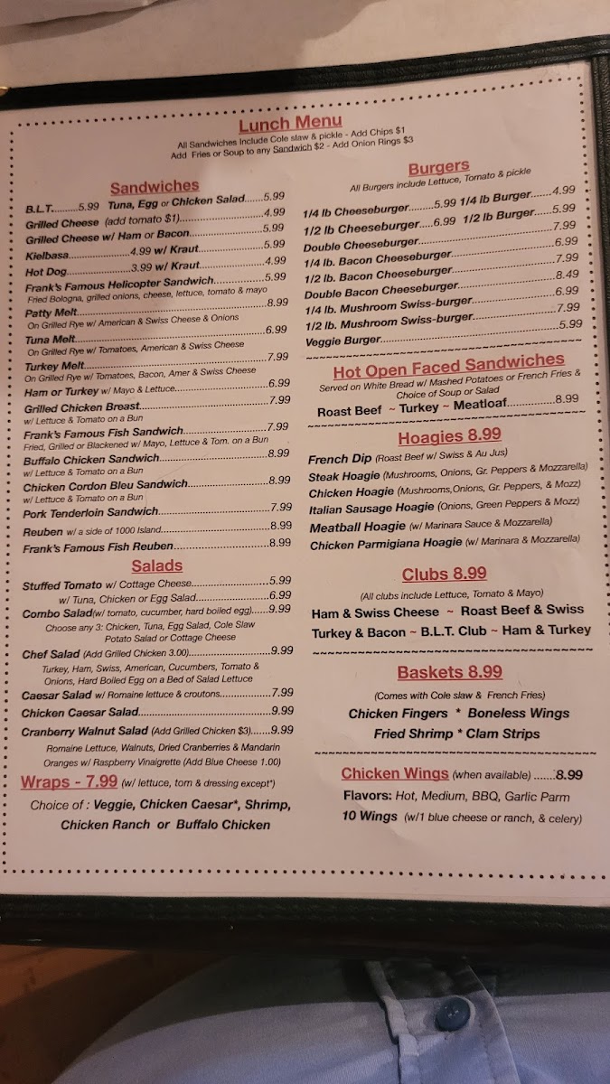 Frank's Restaurant Photo Menu 7