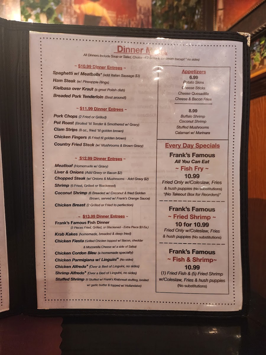 Frank's Restaurant Photo Menu 8