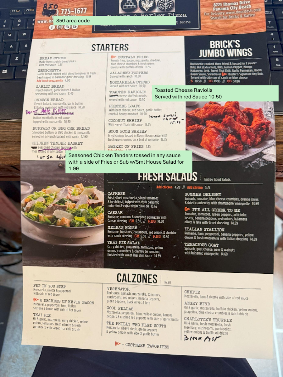 Bricks & Barley Pizza Photo Menu 1