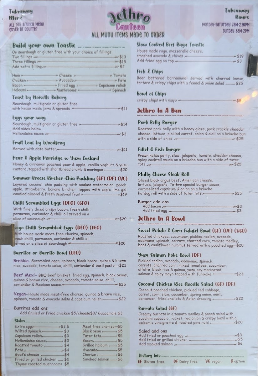 Jethro Canteen Photo Menu 1