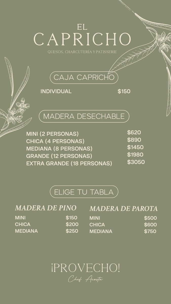 El Capricho by Chef Acosta Photo Menu 1