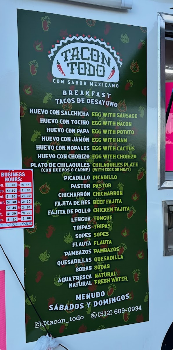 Tacon Todo Mexican Photo Menu 3