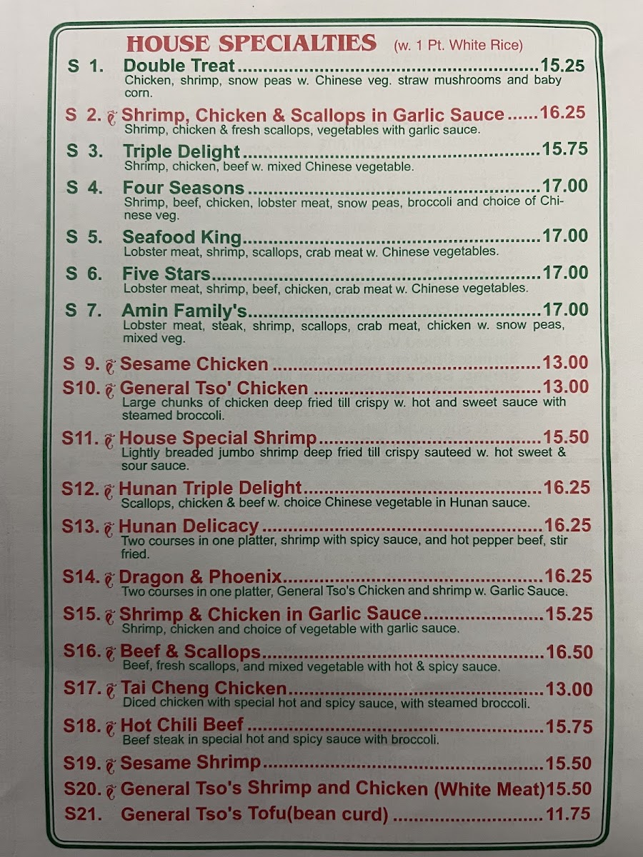 Amin's Chinese Halal Food Photo Menu 2