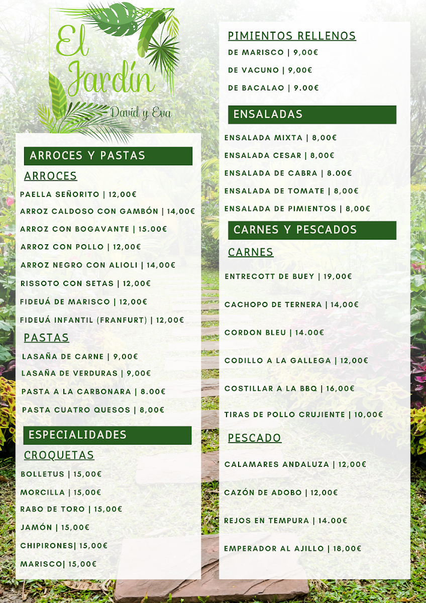 EL JARDIN David y Eva Photo Menu 1
