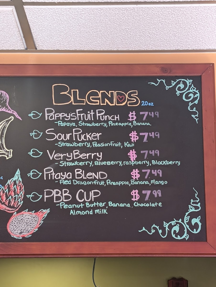 Pappy's Juice Bar Photo Menu 1