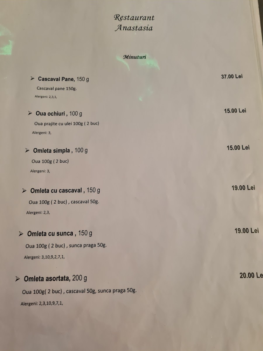 Restaurant Anastasia Photo Menu 1