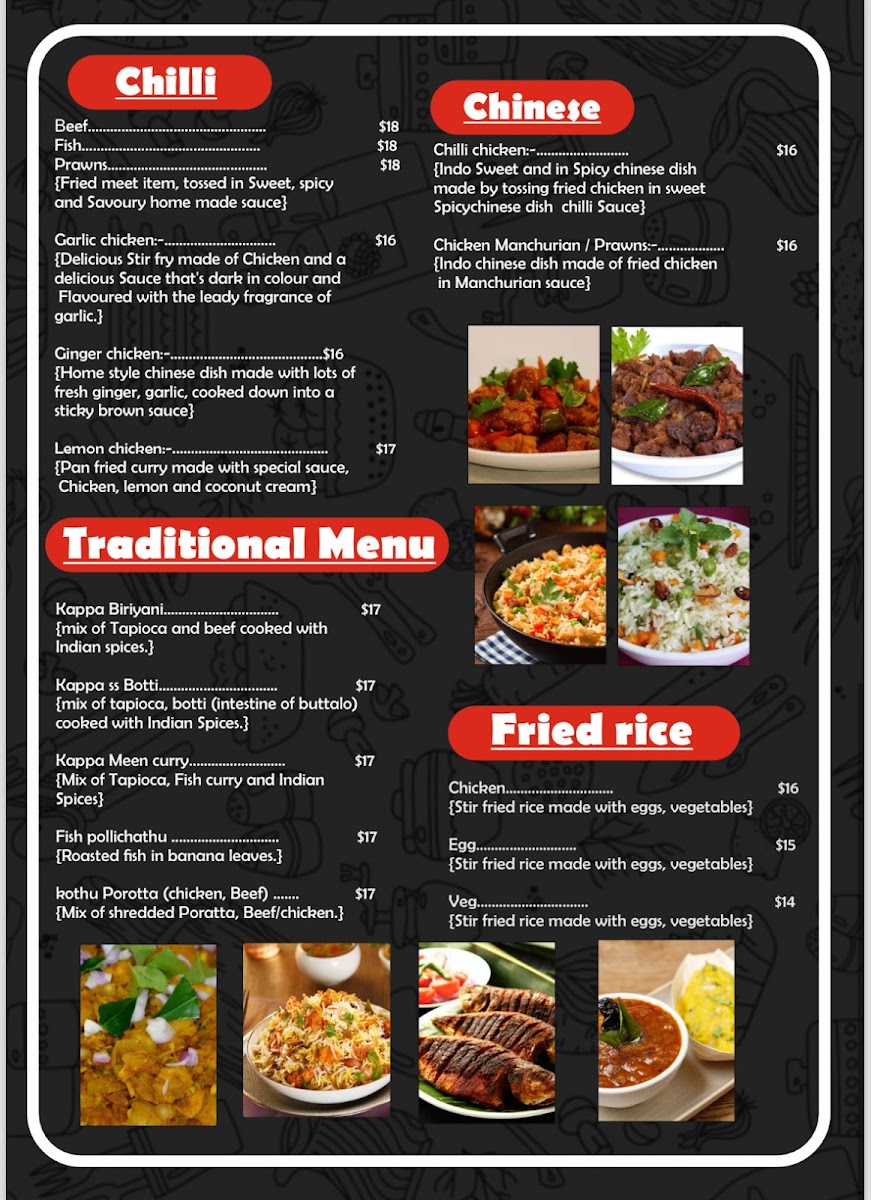 Mallu's Corner.NZ Indian Restaurant & Catering Hamilton Photo Menu 1