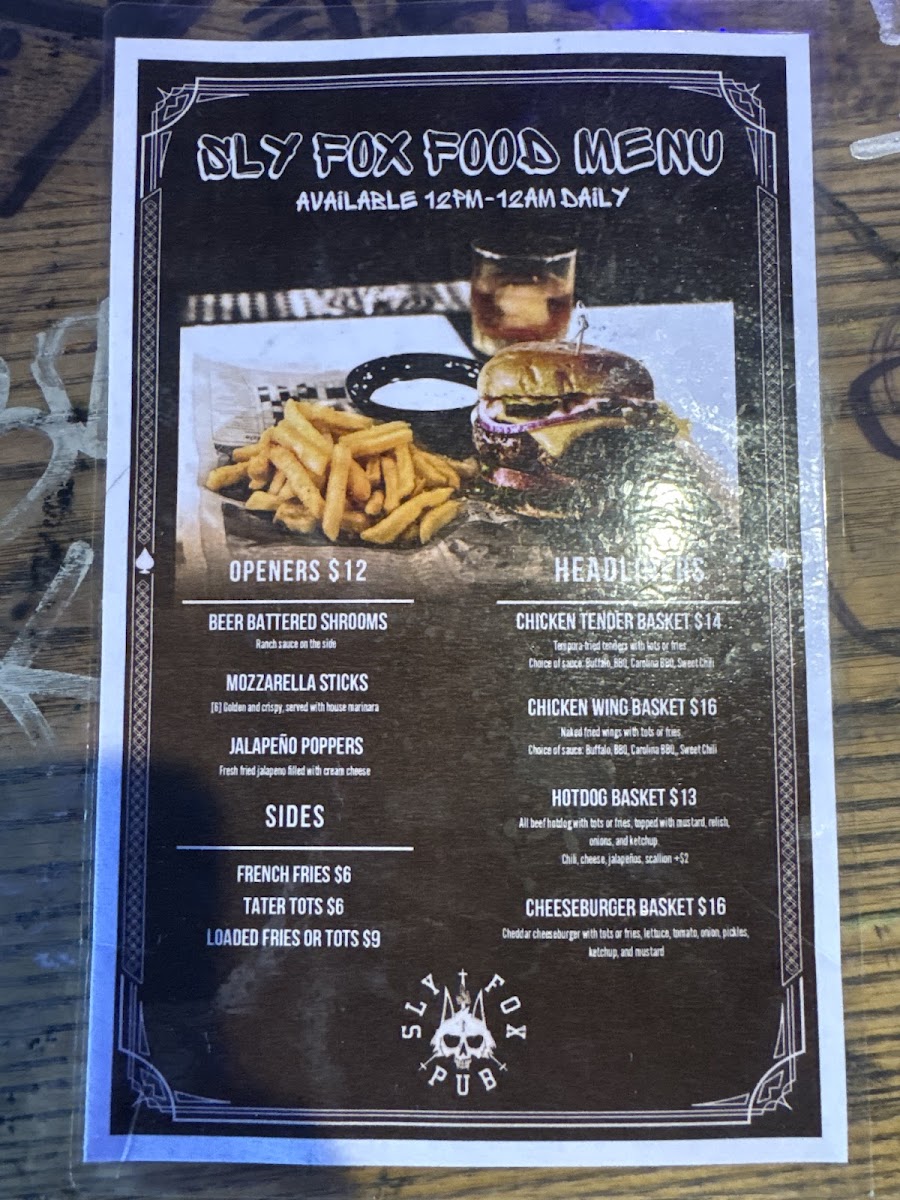 Sly Fox Pub Photo Menu 1