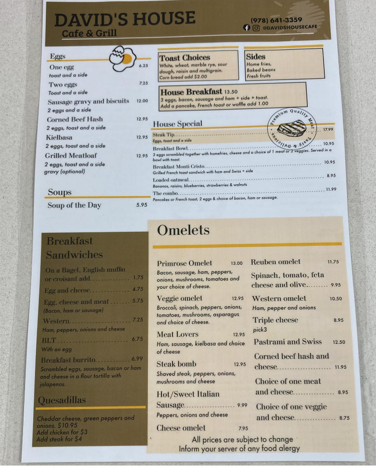 David’s House Cafe & Grill Photo Menu 1