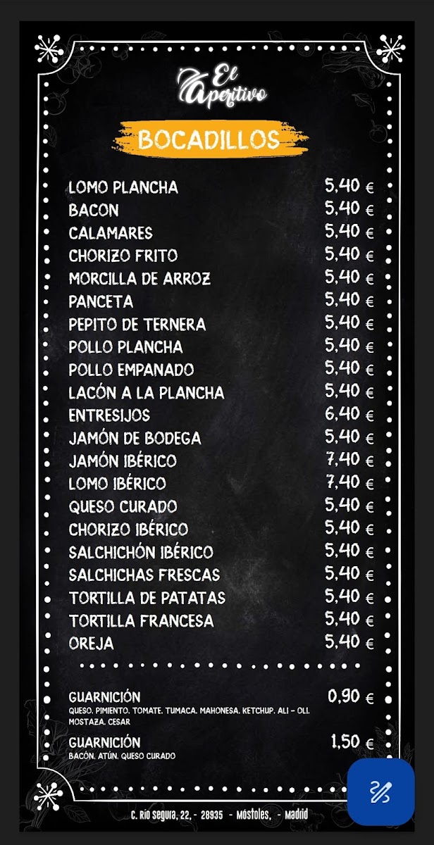 Bar restaurante El Aperitivo Photo Menu 6