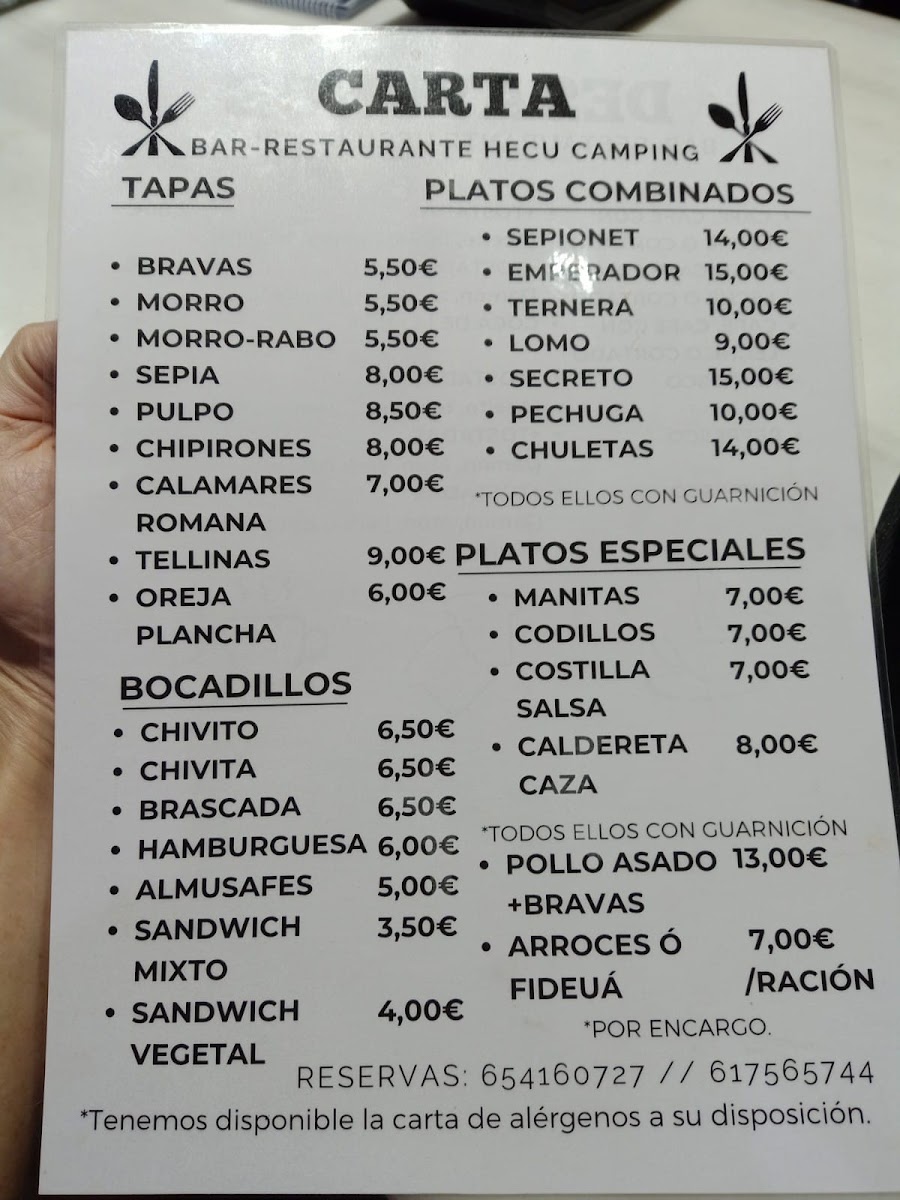 Restaurante Hecu Camping Photo Menu 1