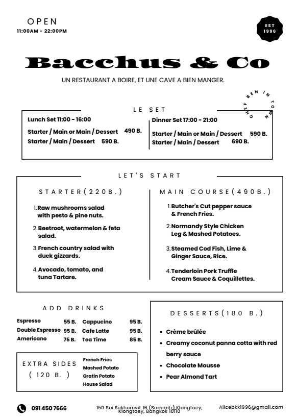 Bacchus & Co. Photo Menu 1
