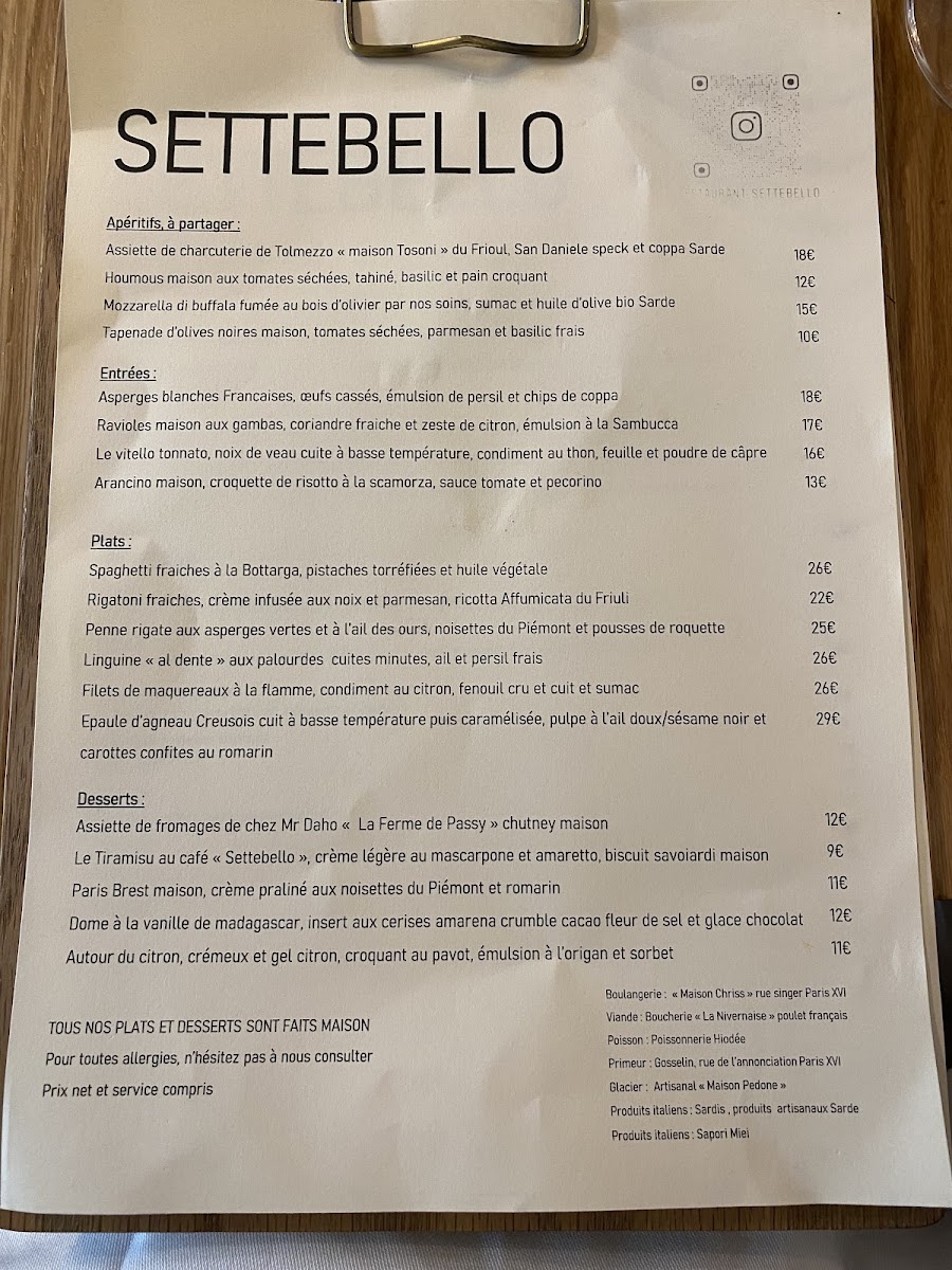 Settebello Photo Menu 2