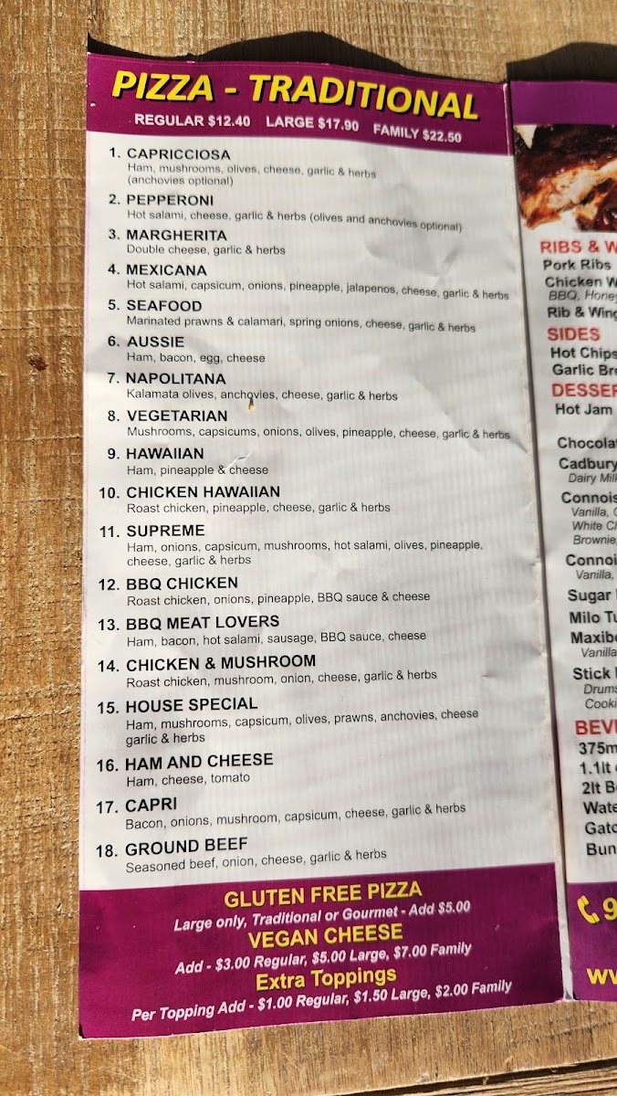 Alchester Pizza & Pasta - Boronia Photo Menu 5