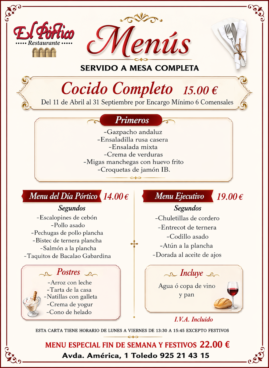 Restaurante El Pórtico Photo Menu 2