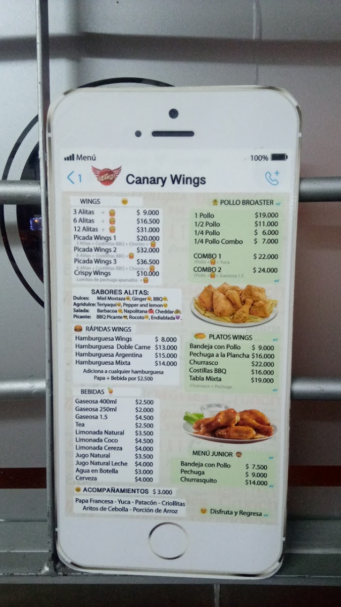 Canary Wings Muiscas Photo Menu 3