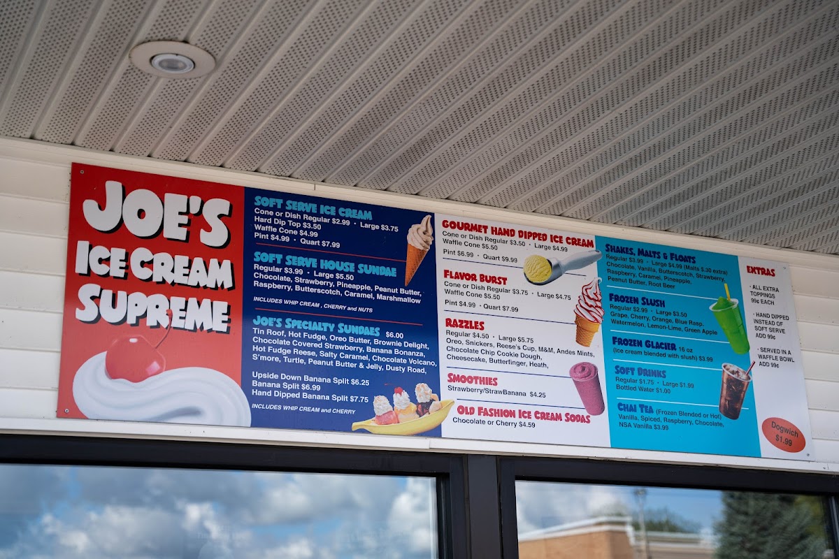 Joe's Ice Cream Supreme Shop Photo Menu 1