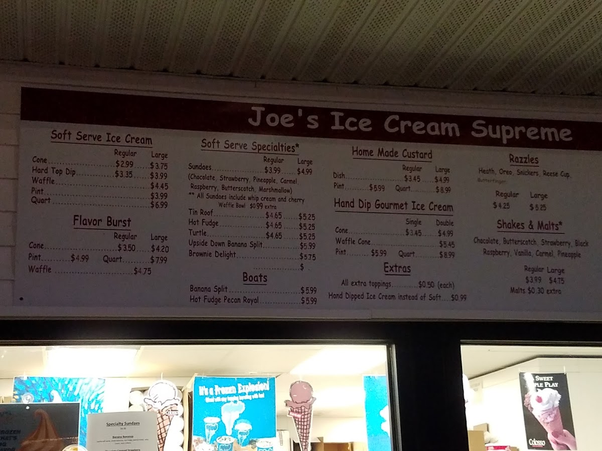 Joe's Ice Cream Supreme Shop Photo Menu 4
