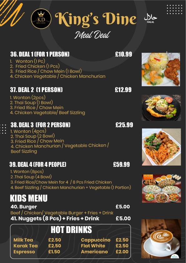 King's Dine Photo Menu 1