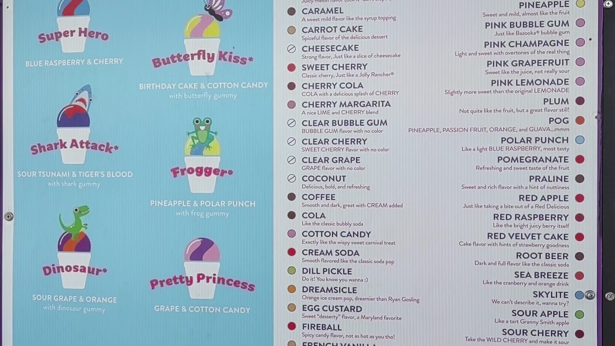 Pelican's Snoballs Photo Menu 1
