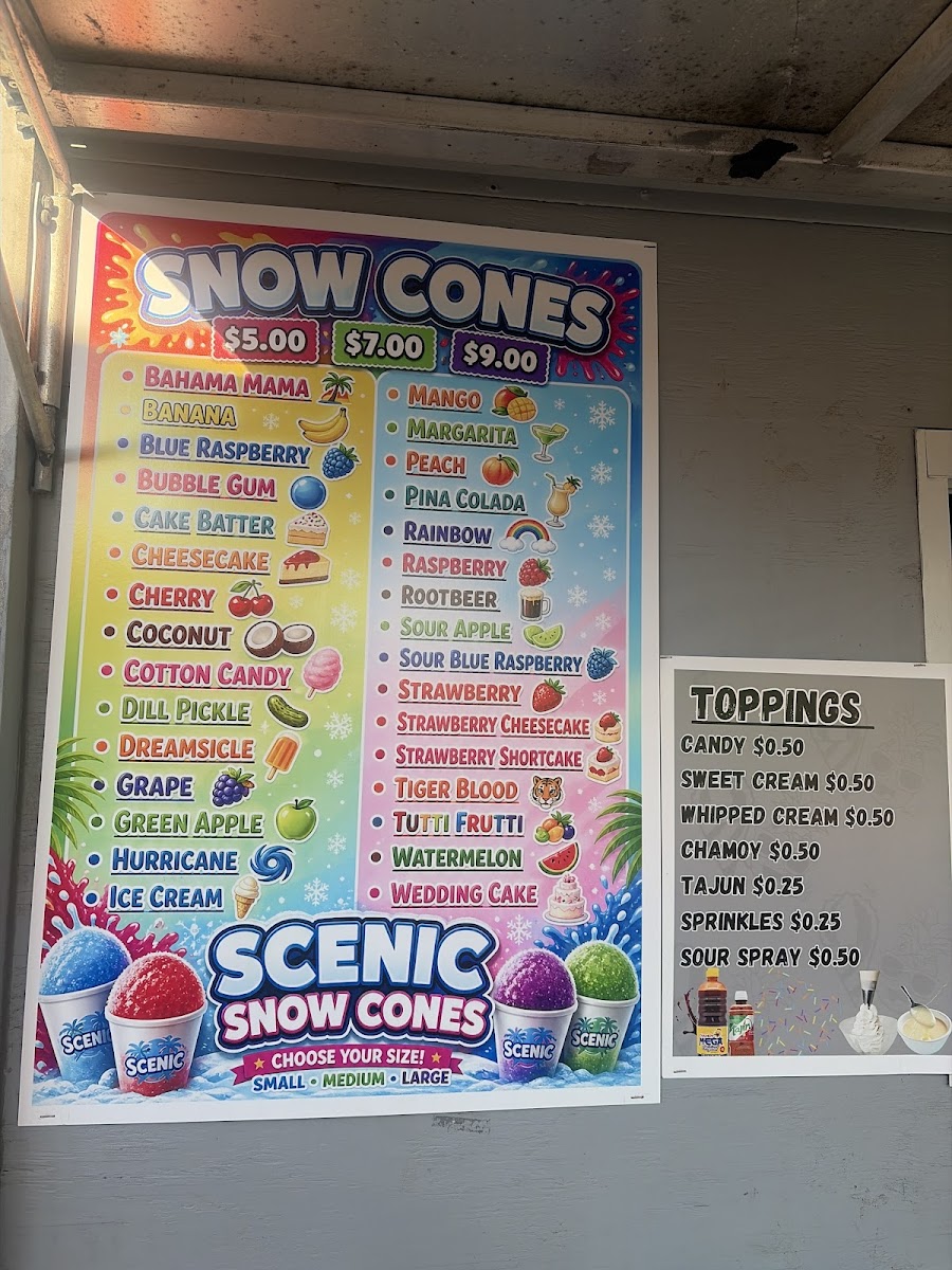 Scenic Snowcones Photo Menu 1