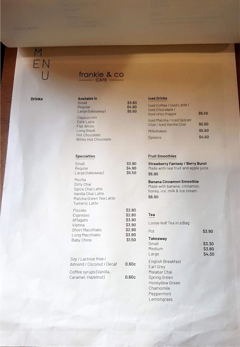 Frankie & Co Cafe Photo Menu 2