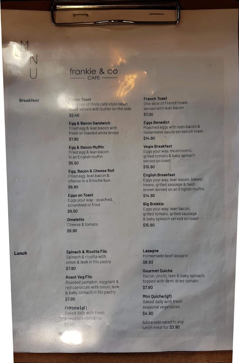 Frankie & Co Cafe Photo Menu 3
