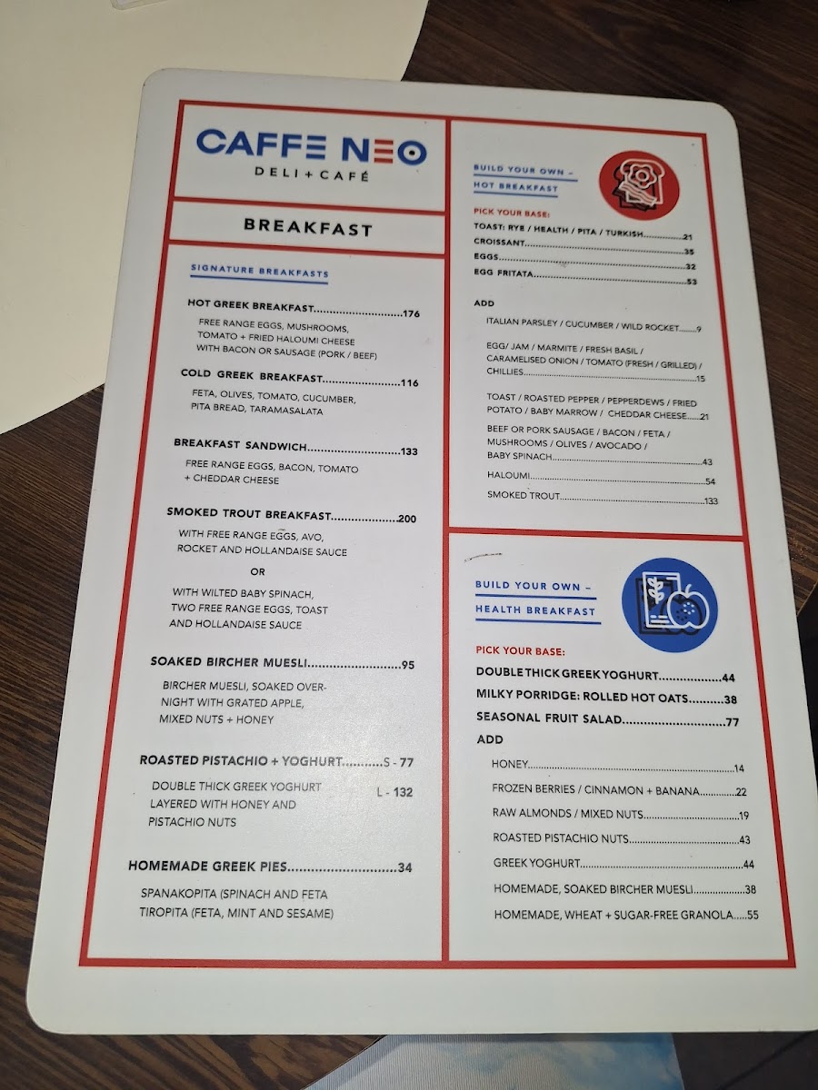 Caffe Neo Photo Menu 2
