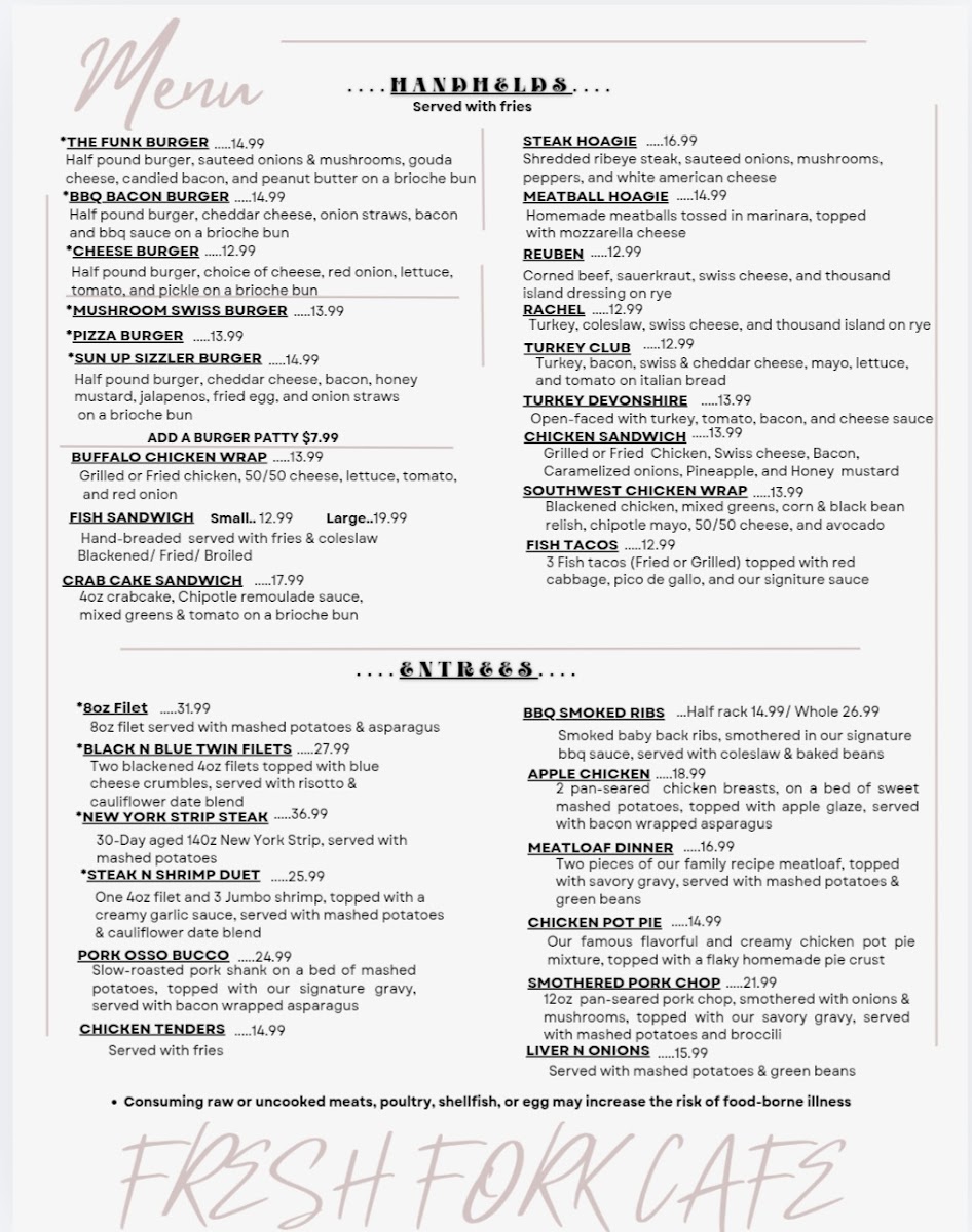 The Fresh Fork Cafe Photo Menu 1