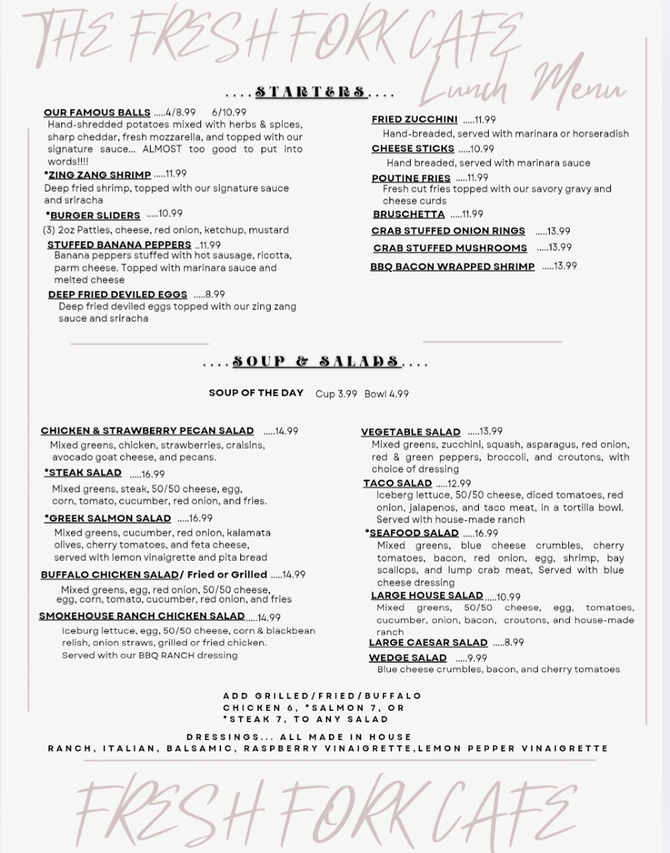 The Fresh Fork Cafe Photo Menu 4