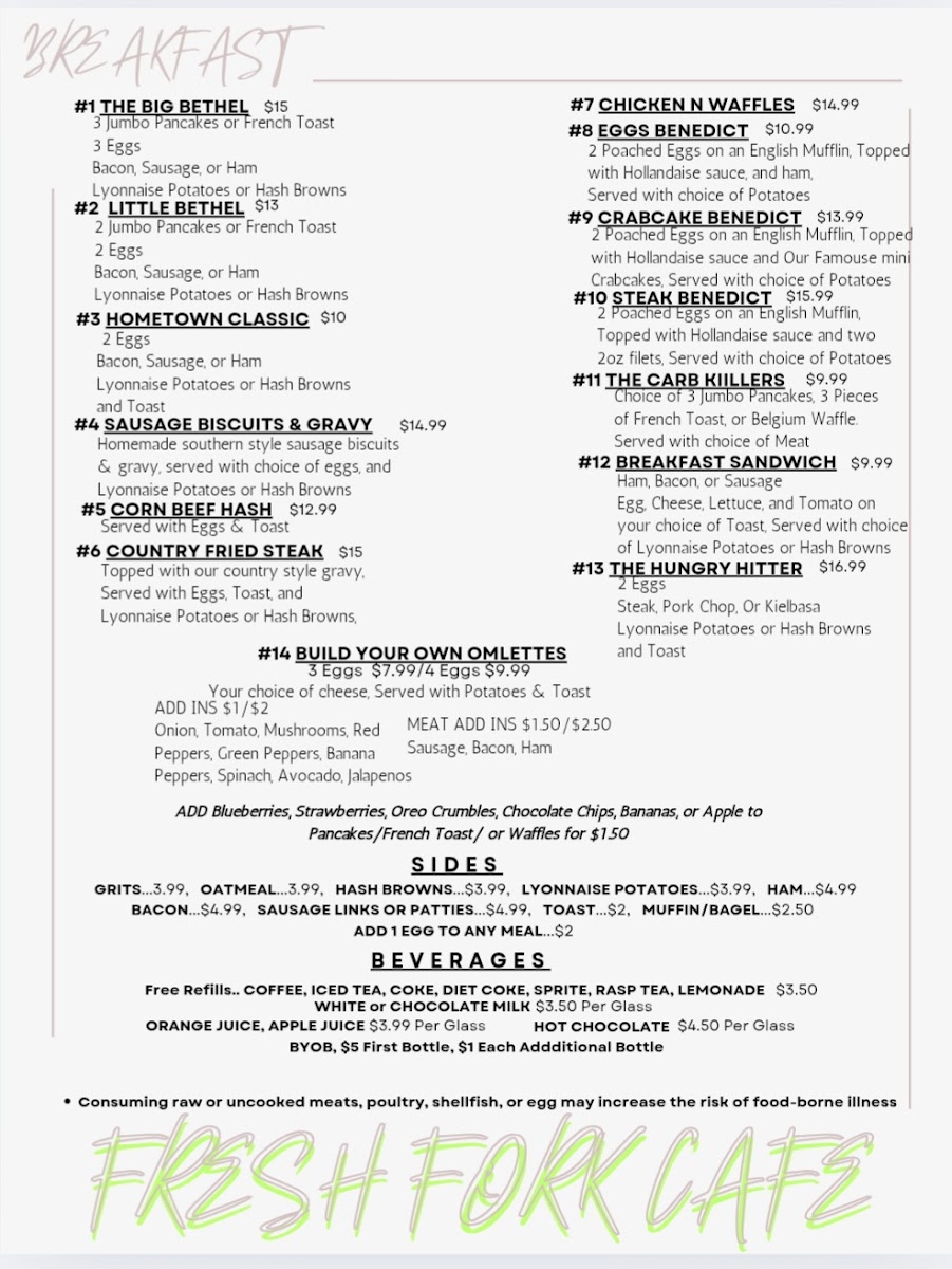 The Fresh Fork Cafe Photo Menu 5