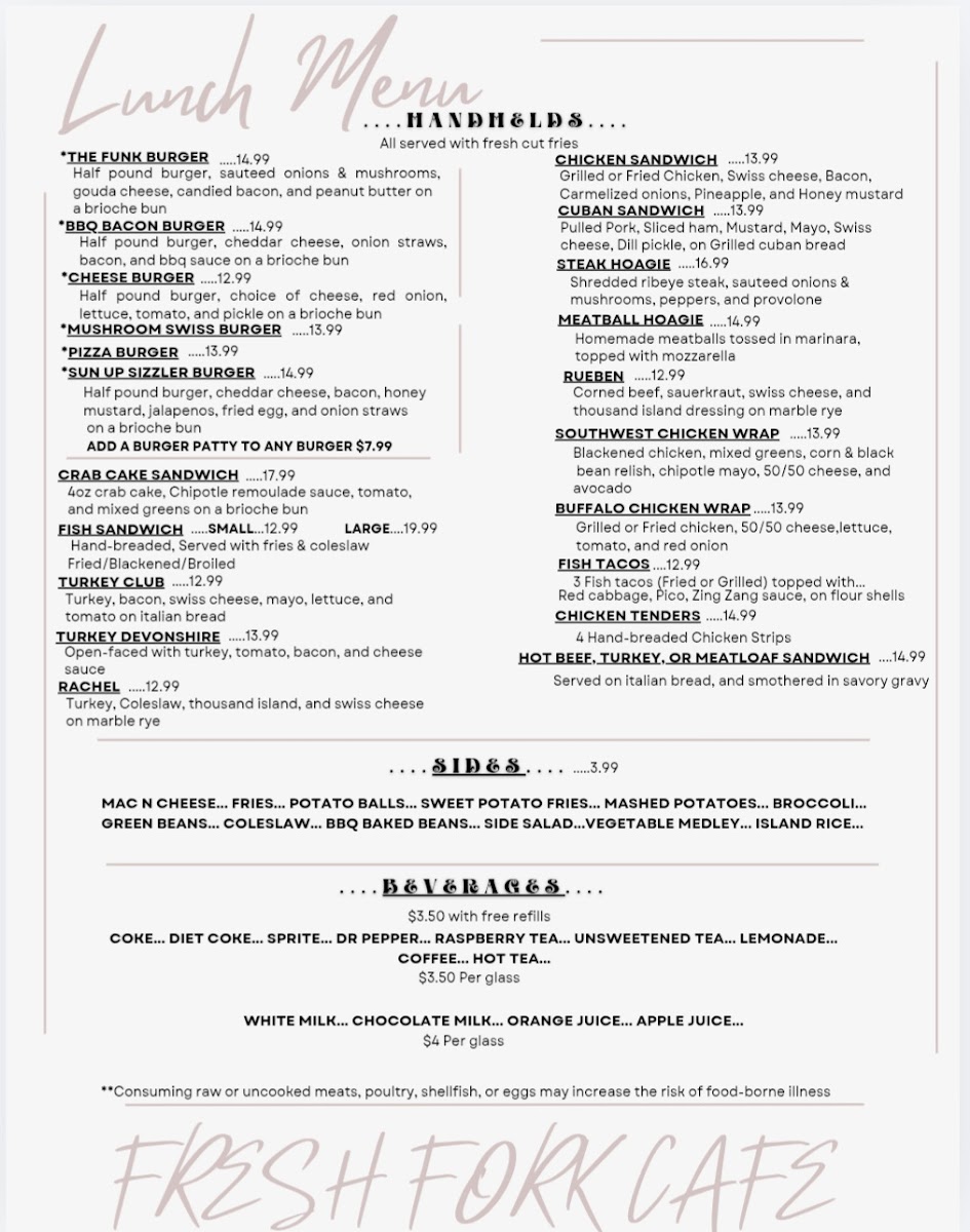 The Fresh Fork Cafe Photo Menu 7