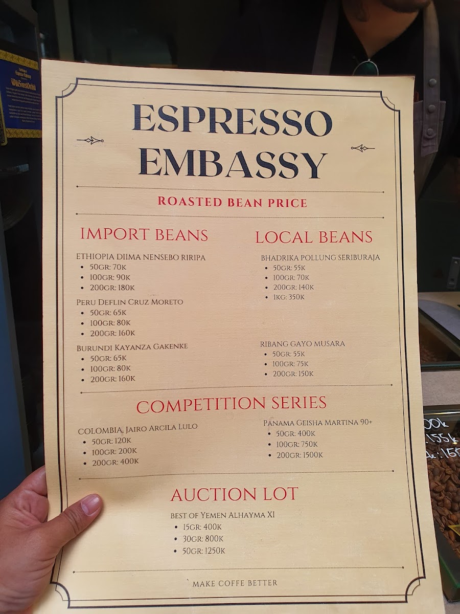 Espresso Embassy Coffee Roasters Photo Menu 3