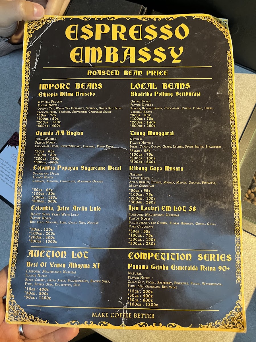 Espresso Embassy Coffee Roasters Photo Menu 5