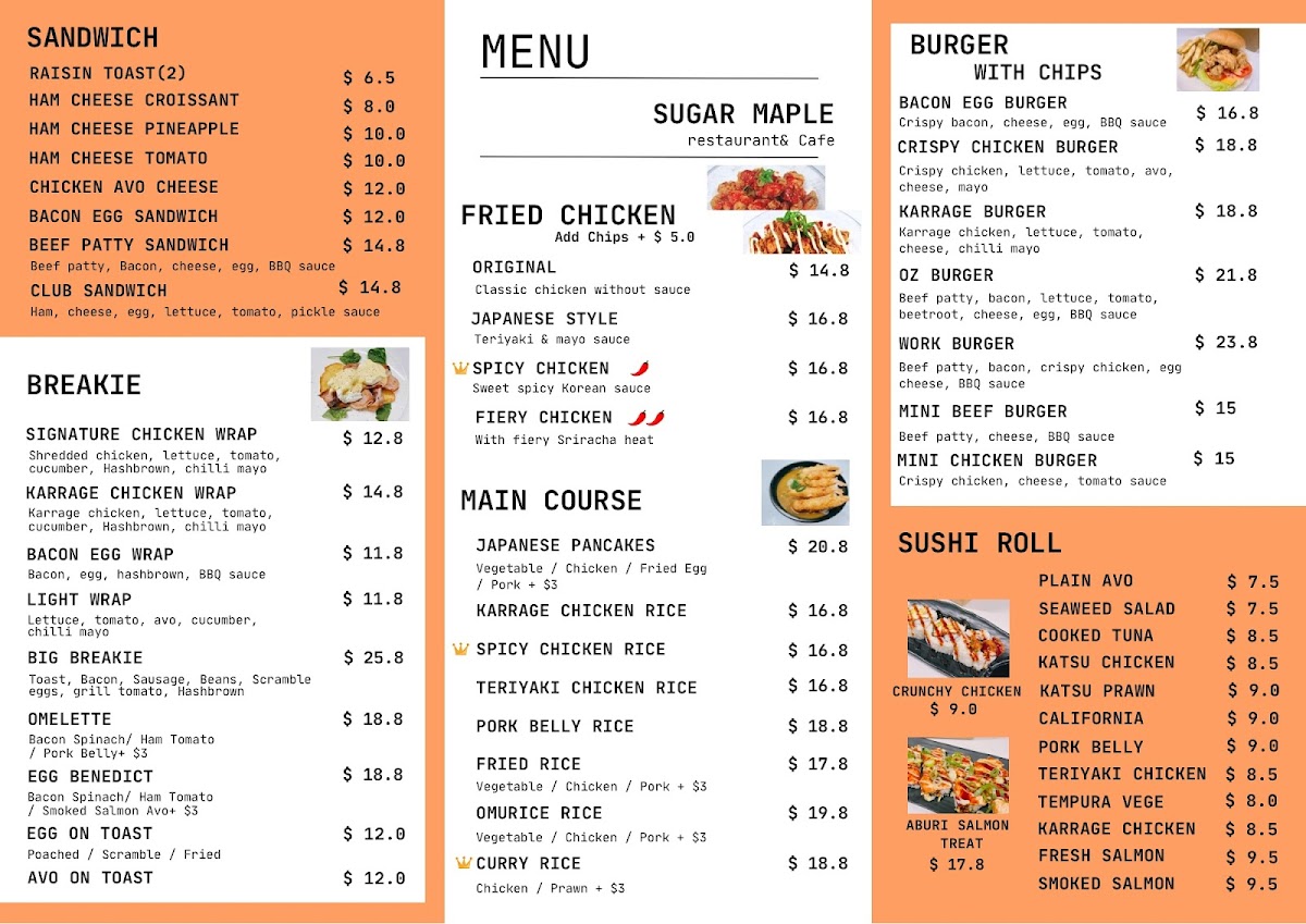 Sugar Maple Japanese Restaurant & Cafe Photo Menu 2