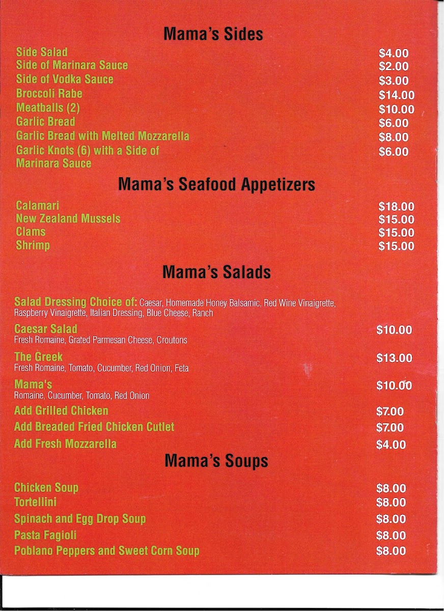 Mama's Pizzeria Roxbury Photo Menu 6